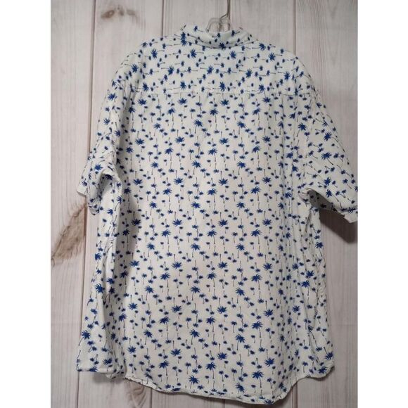 Monument Clothing Co. Shirt Men's‎ 4X White and Blue Palm Tree Button Up - Picture 2 of 8